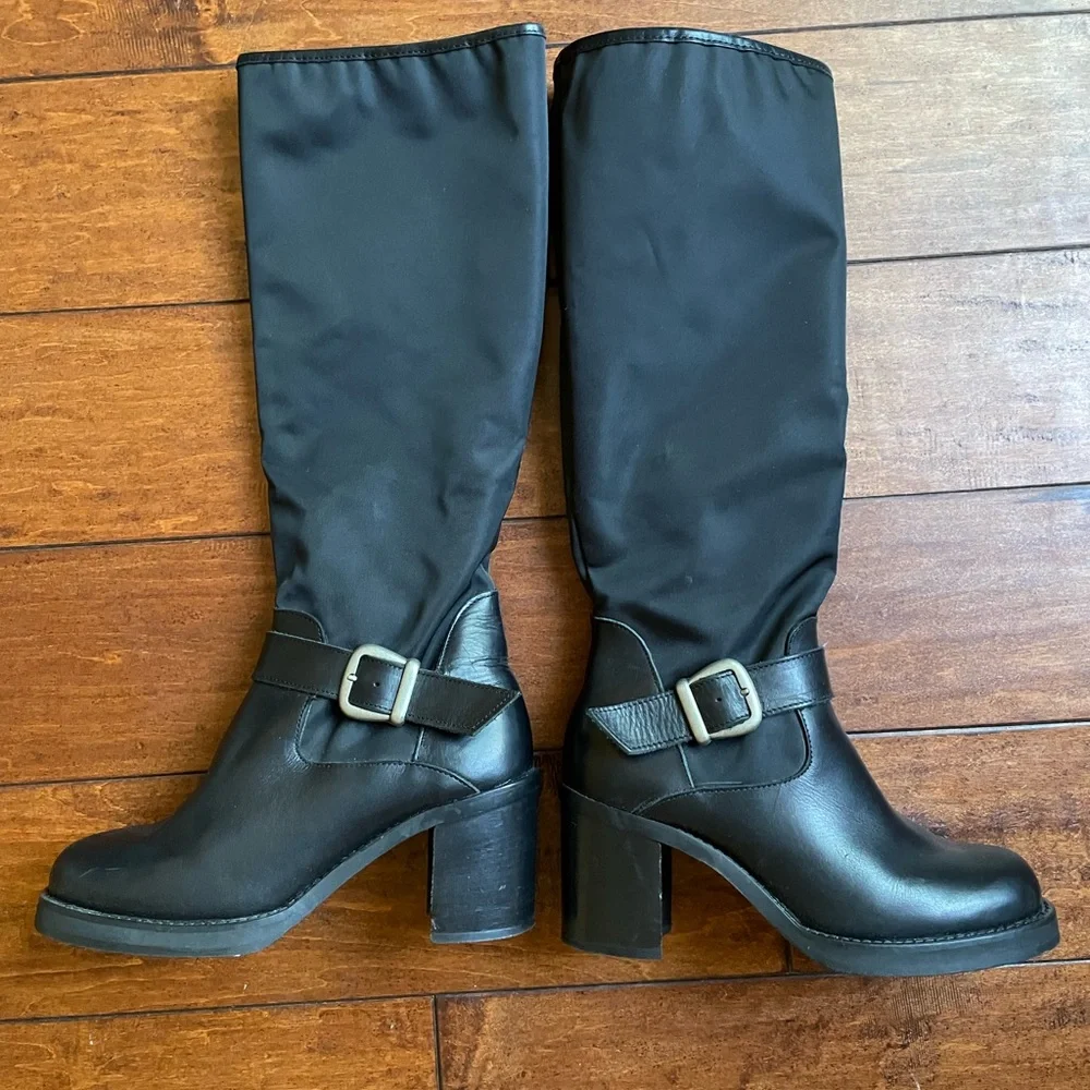 Vintage Y2K Louie Paris France leather chunky block heal platform boots 38 /7